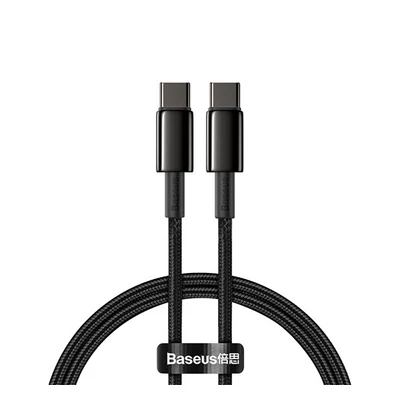 Baseus Tungsten Gold USB-C / USB-C gyorstöltő töltő- és adatkábel, 1m, fekete