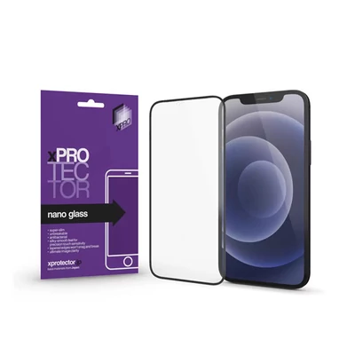 Apple iPhone 16e / 13 / 14 / 13 Pro Xprotector Nano Glass kijelzővédő fólia fekete kerettel