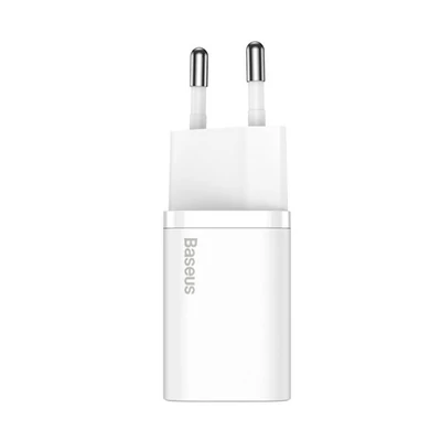 Baseus Super-Si hálózati gyorstöltő adapter USB-C, 20W, fehér
