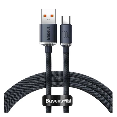 Baseus Crystal Shine USB / USB-C töltő- és adatkábel, 100W, 2m, Fekete