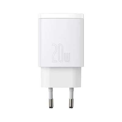 Baseus Compact gyorstöltő adapter 20W USB-C + USB-A, fehér
