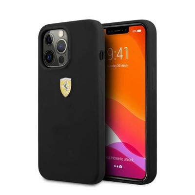 Ferrari Silicone Apple iPhone 13 Pro Magsafe hátlap tok, fekete