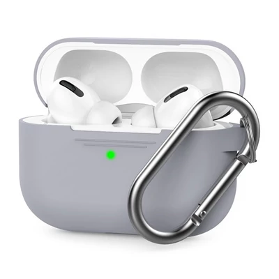 Phoner Simple Apple Airpods Pro szilikon tok akasztóval, szürke