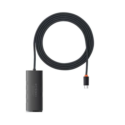 Baseus Lite Hub 4in1  USB-C, 4x USB-A 3.0+USB-C, 2m , fekete
