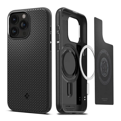Spigen Mag Armor MagFit Apple iPhone 15 Pro tok, Matte Black MagSafe, fekete