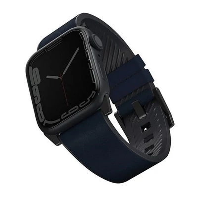 Uniq Straden vízálló bőr Apple Watch szíj, 49/45/44/42MM, kék