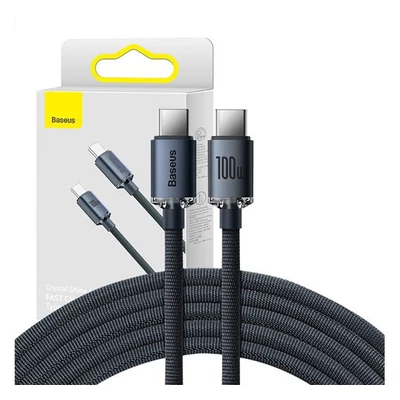 Baseus Crystal Shine USB-C / USB-C kábel, 100W, 2m, fekete