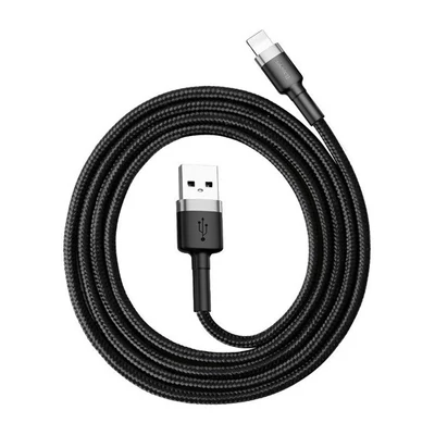 Baseus Cafule USB / Lightning töltő- és adatkábel, 1,5A, 2m, szürke-fekete