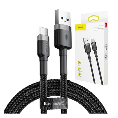 Baseus Cafule USB / USB-C töltő- és adatkábel, 2A, 3m, szürke-fekete