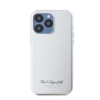Karl Lagerfeld Grained PU Hotel RSG iPhone 15 Pro Max hátlap tok, ezüst