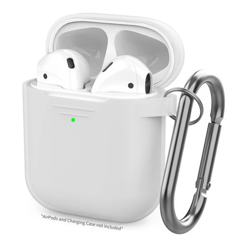 Phoner Simple Apple Airpods 1/2 szilikon tok akasztóval, fehér