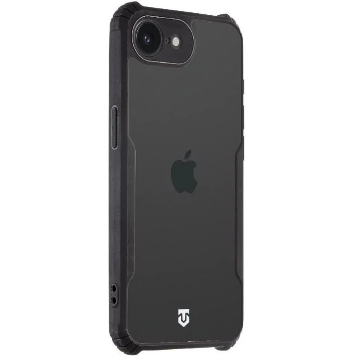 Apple iPhone 16e, Szilikon tok, közepesen ütésálló, légpárnás sarok, Tactical Quantum Stealth, átlátszó/fekete