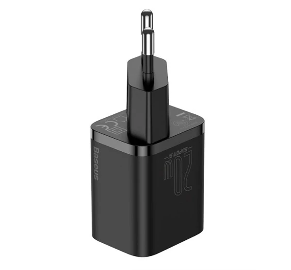 Baseus Super-Si hálózati gyorstöltő adapter USB-C, 20W, fekete